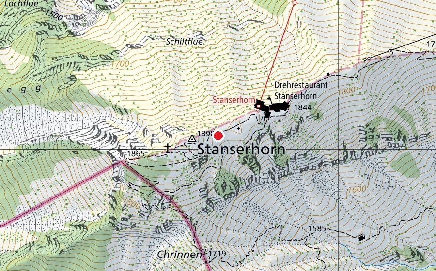 Mappa con la posizione di Gleitschirmstartplatz (Campo sportivo)