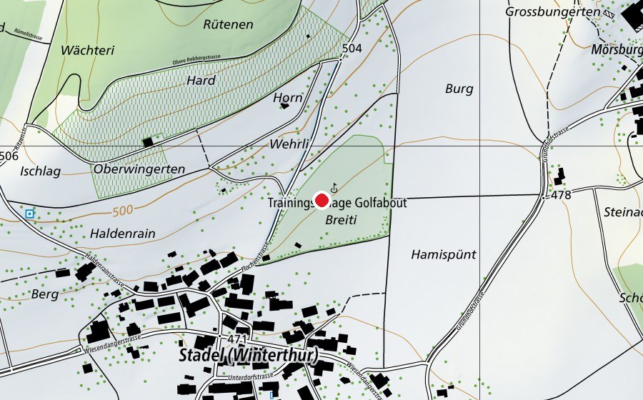 Map showing the location of Golf Driving Range Stadel (Sports field)