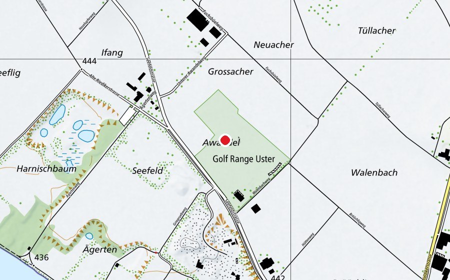 Map showing the location of Golf Range Uster (Sports field)