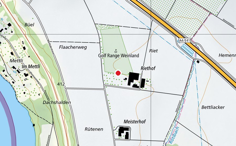 Mappa con la posizione di Golf Range Weinland (Campo sportivo)