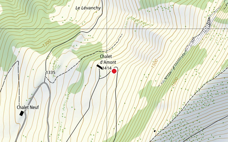 Map showing the location of Grandvillard (Sports field)