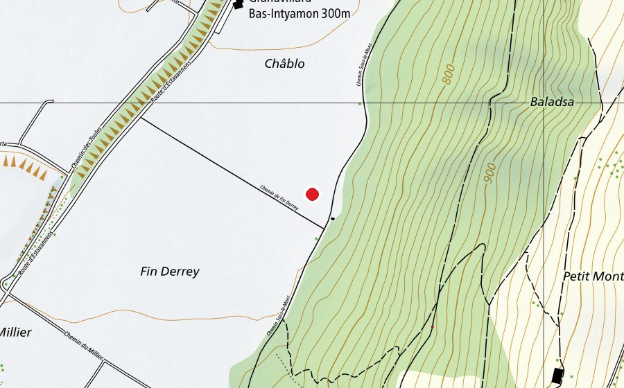 Mappa con la posizione di Granvillard (Campo sportivo)