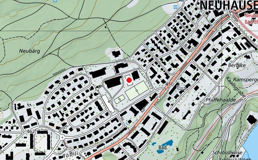 Karte mit dem Standort von GW1 Kunstfeld (Sportplatz)