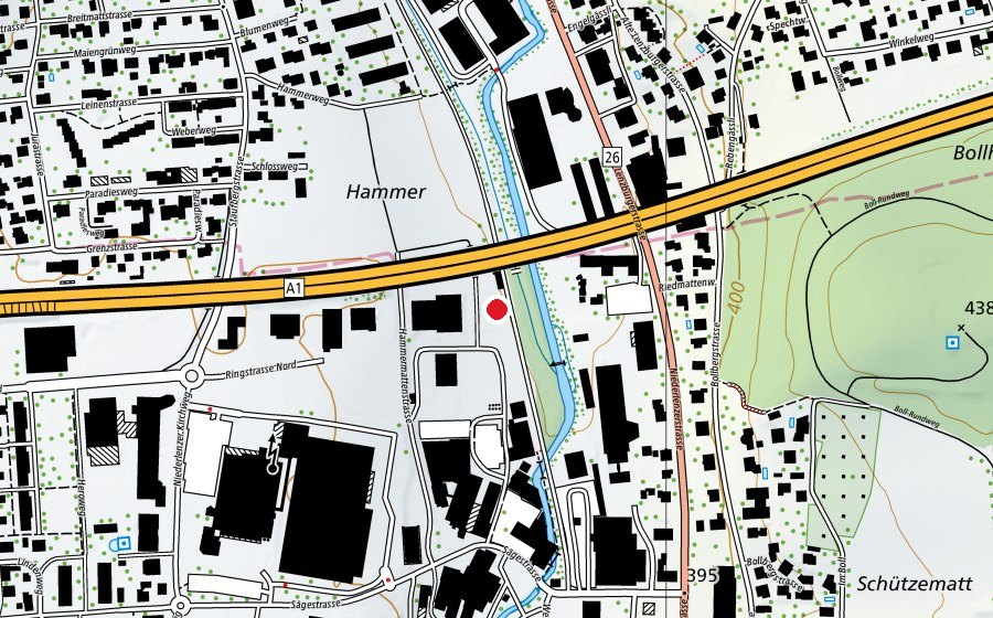 Karte mit dem Standort von Hammerpark (Sportplatz)