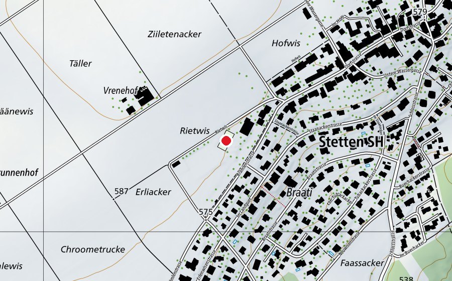 Karte mit dem Standort von Hardplatz (Sportplatz)