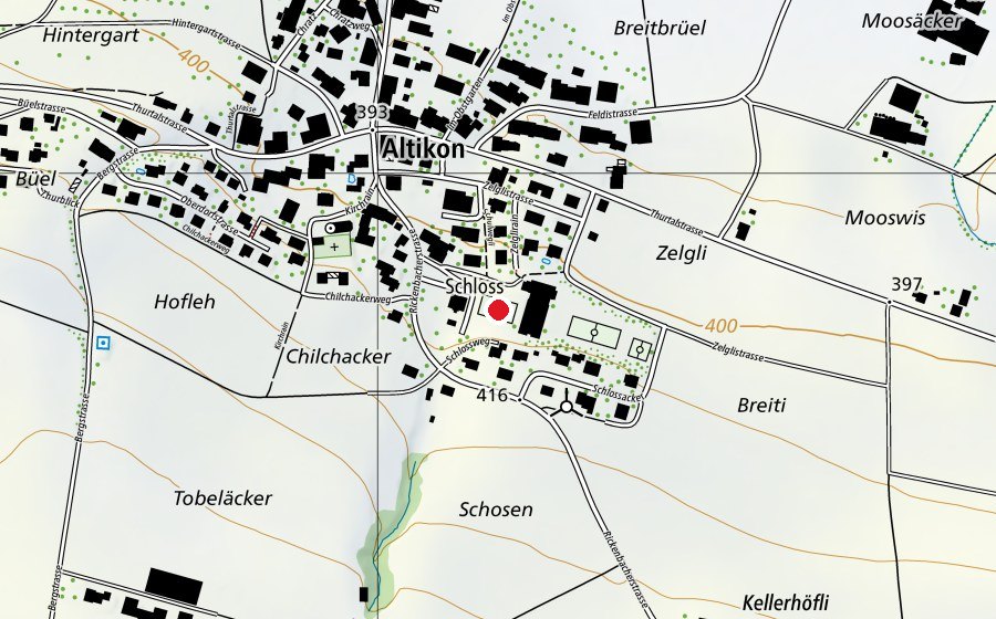 Karte mit dem Standort von Hartplatz (Sportplatz)