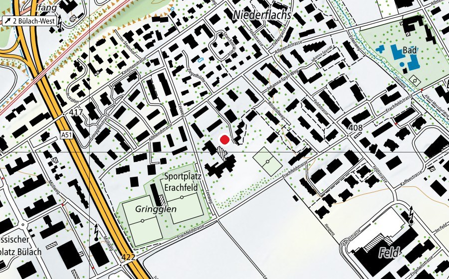 Carte indiquant l’emplacement de Hartplatz (Terrain de sport)