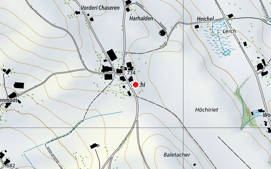 Map showing the location of Hartplatz (Sports field)