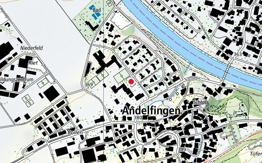 Map showing the location of Hartplatz Primär (Sports field)