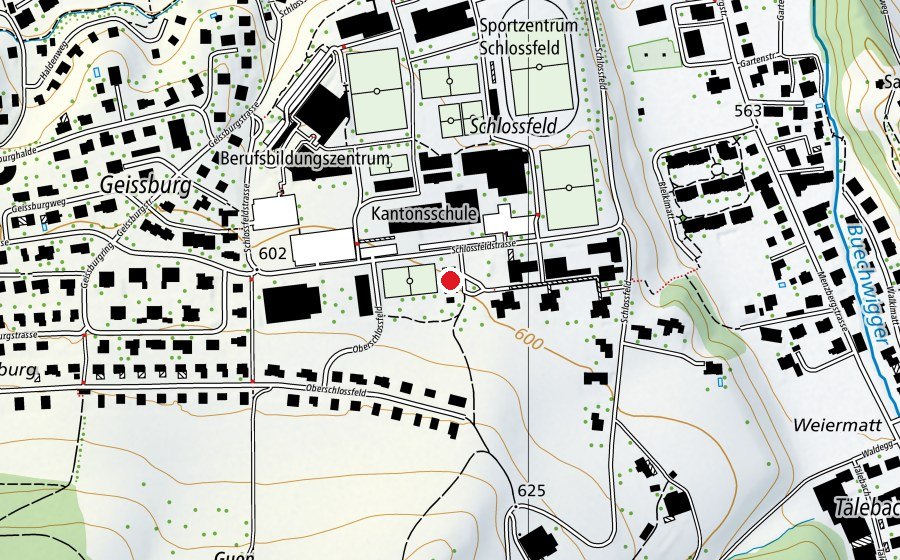 Map showing the location of Hartplatz Schlossfeld (Sports field)