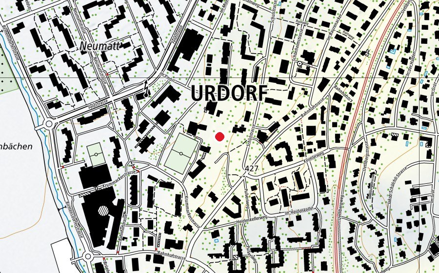 Karte mit dem Standort von Hartplatz (Sportplatz)