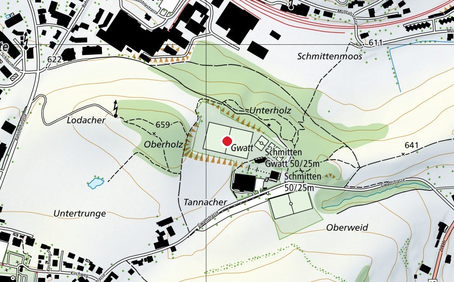 Carte indiquant l’emplacement de Hauptfeld FC Schmitten (Terrain de sport)