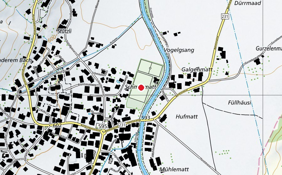 Karte mit dem Standort von Hauptfeld FC Wattenwil (Sportplatz)