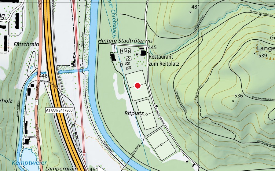 Map showing the location of Hauptplatz 1 (Sports field)
