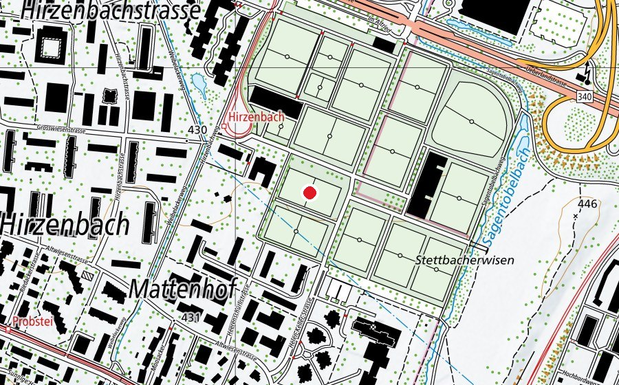 Map showing the location of Heerenschürli KR10 (Sports field)