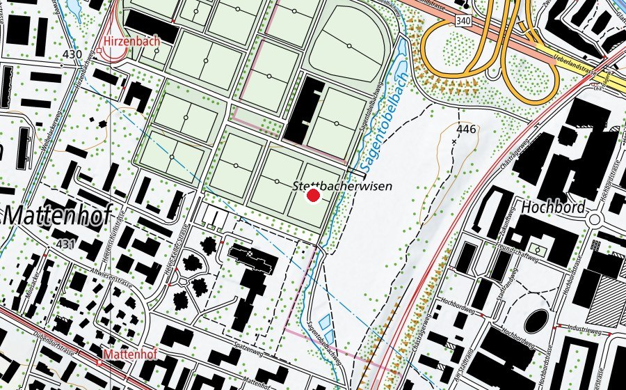 Map showing the location of Heerenschürli KR2 (Sports field)