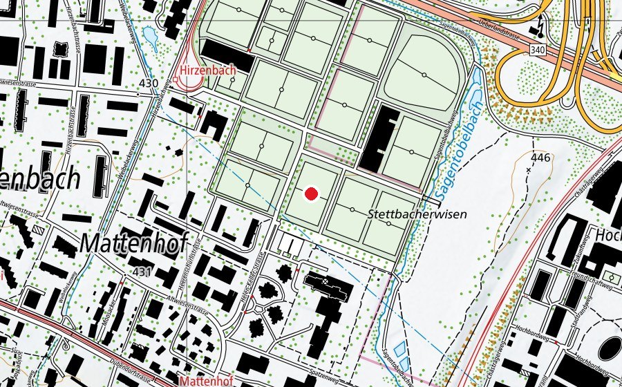 Map showing the location of Heerenschürli KR4 (Sports field)