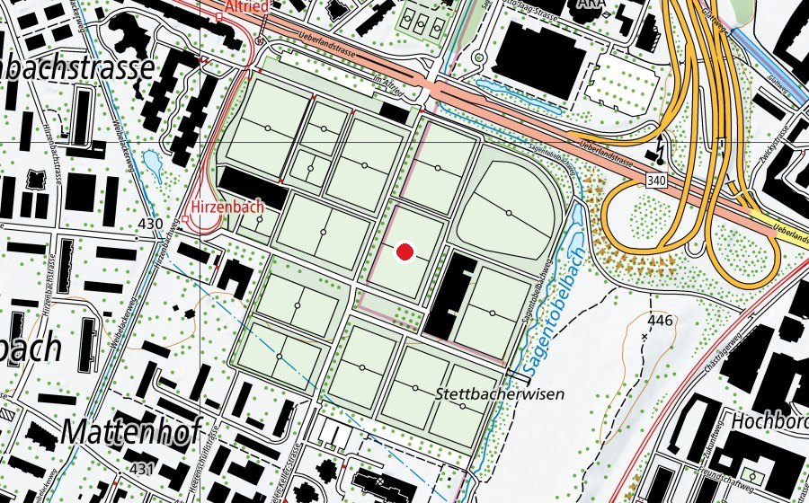 Karte mit dem Standort von Heerenschürli KR5 (Sportplatz)