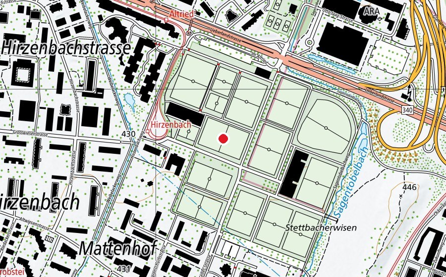 Map showing the location of Heerenschürli R11 (Sports field)