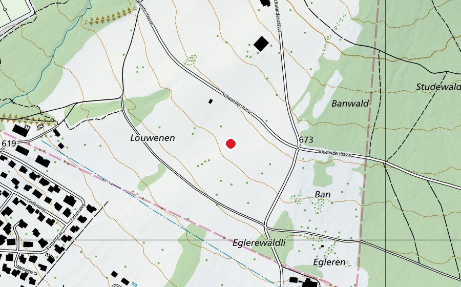 Map showing the location of Hofstetter Gummen Landeplatz (Sports field)