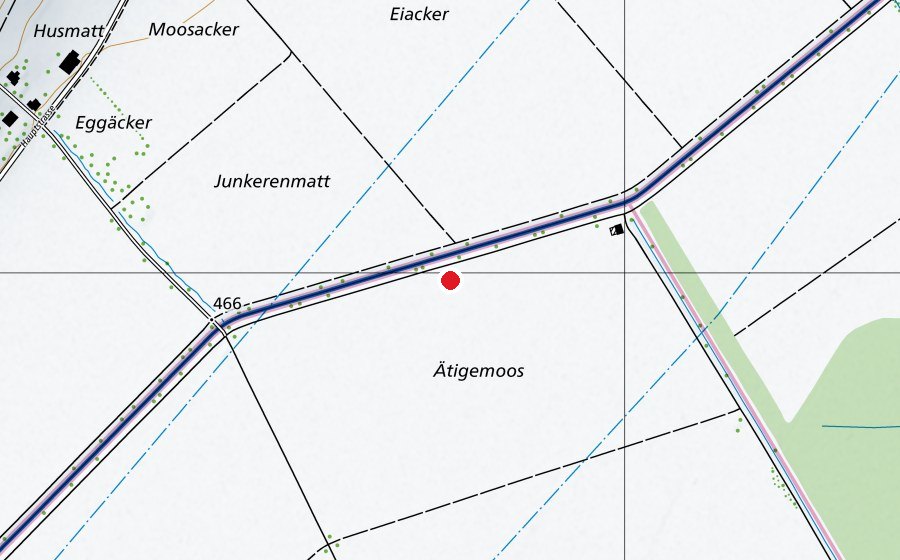 Mappa con la posizione di Hornusser Aetingen (Campo sportivo)