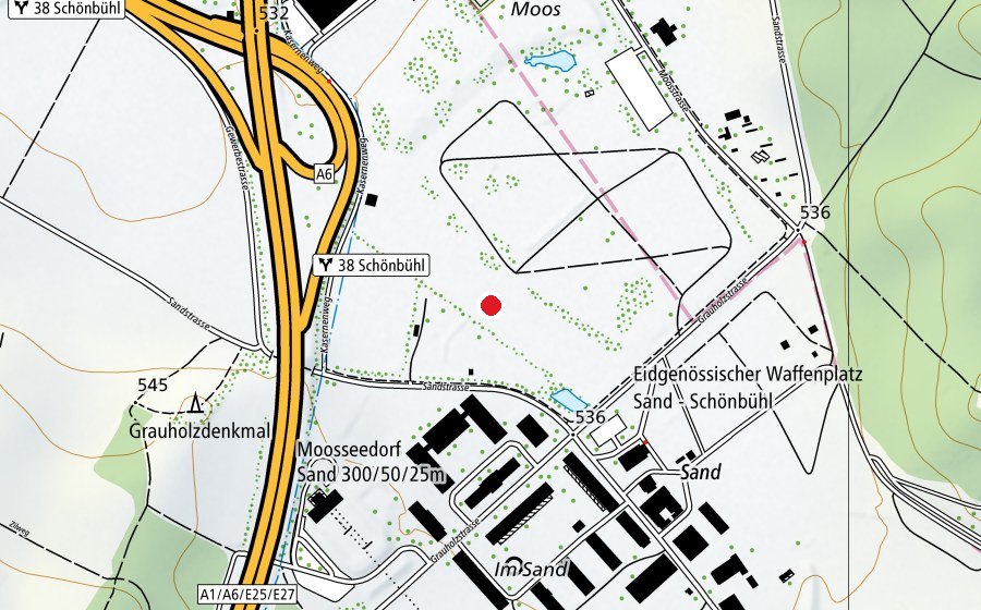 Mappa con la posizione di Hornusser Moosseedorf (Campo sportivo)