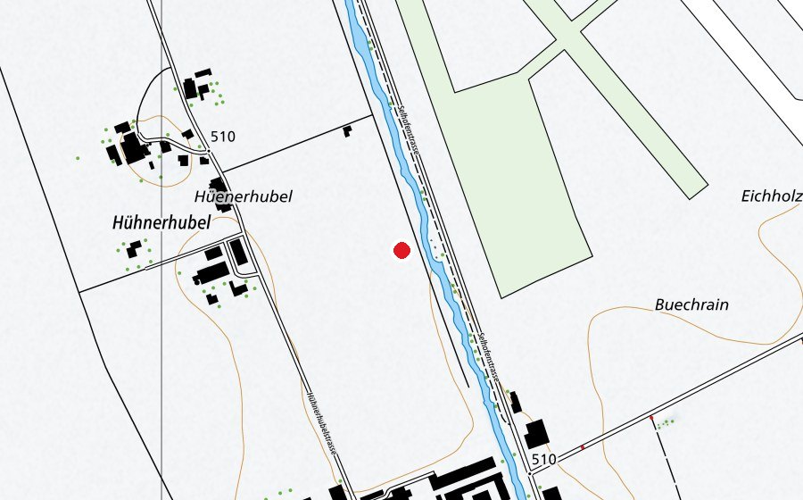 Carte indiquant l’emplacement de Hornusserplatz (Terrain de sport)
