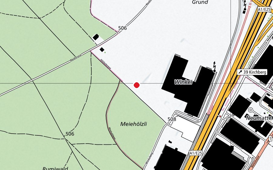 Karte mit dem Standort von Hornusserplatz Rüdtligen-Alchenflüh (Sportplatz)