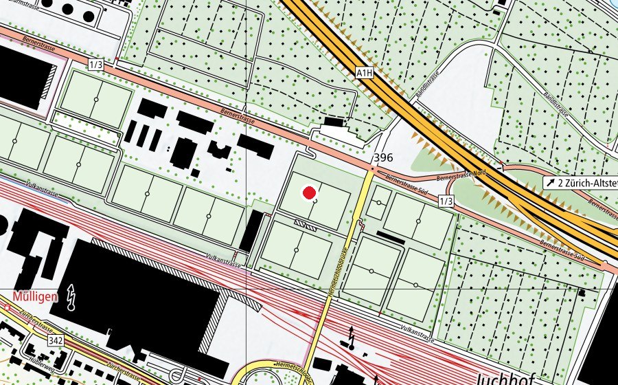 Carte indiquant l’emplacement de Juchhof 1 R4 (Terrain de sport)