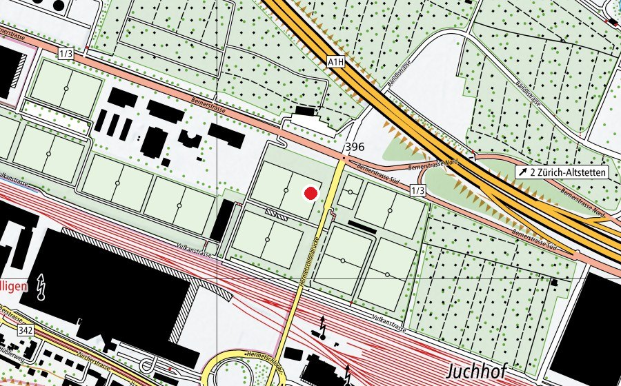 Karte mit dem Standort von Juchhof 1 R5 (Sportplatz)
