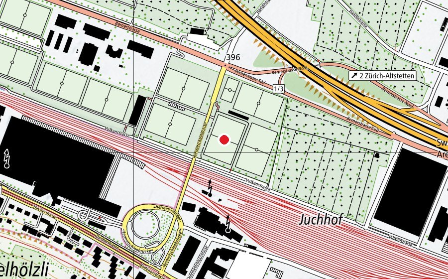 Mappa con la posizione di Juchhof 1 R8 (Campo sportivo)