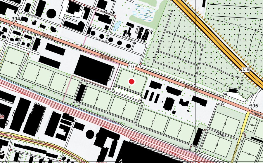 Map showing the location of Juchhof 2 KR6 (Sports field)