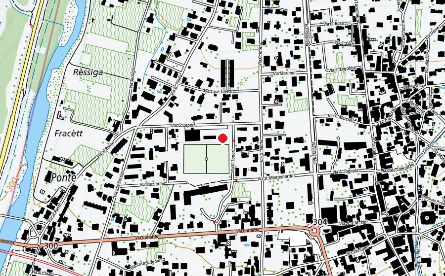 Mappa con la posizione di Judo Kwai Biasca (Campo sportivo)
