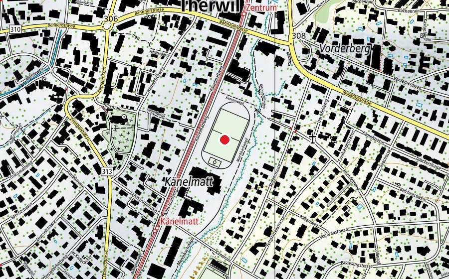 Carte indiquant l’emplacement de Känelmatt 1 (Terrain de sport)