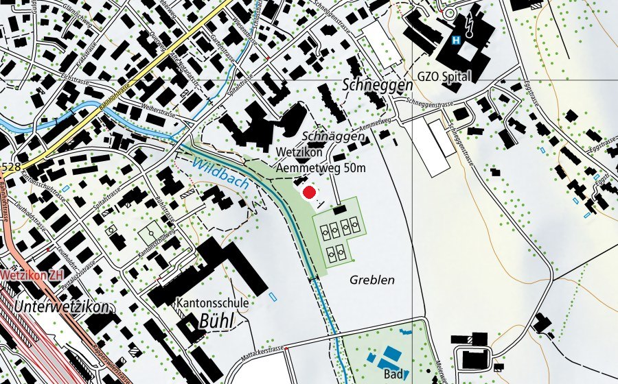 Map showing the location of Kleinkaliber - Schiessanlage (Sports field)