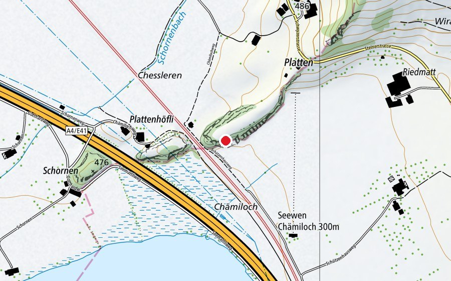 Map showing the location of Klettergarten Chämiloch (Sports field)