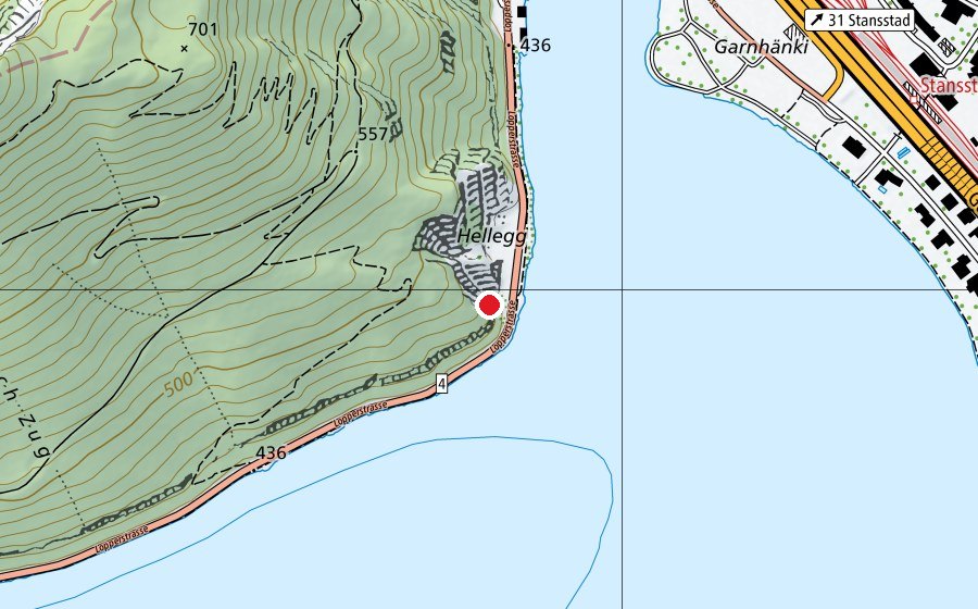 Mappa con la posizione di Klettergarten Rivella / Telli (Campo sportivo)