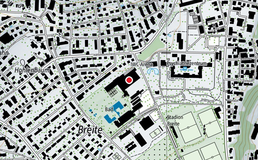 Mappa con la posizione di KSS IWC Arena (Campo sportivo)