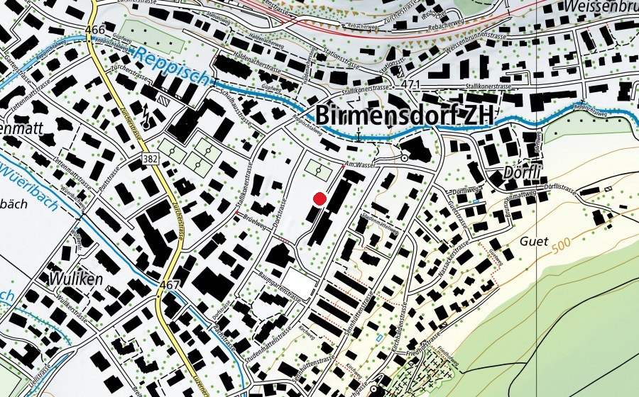 Karte mit dem Standort von Kugelstossen (Sportplatz)
