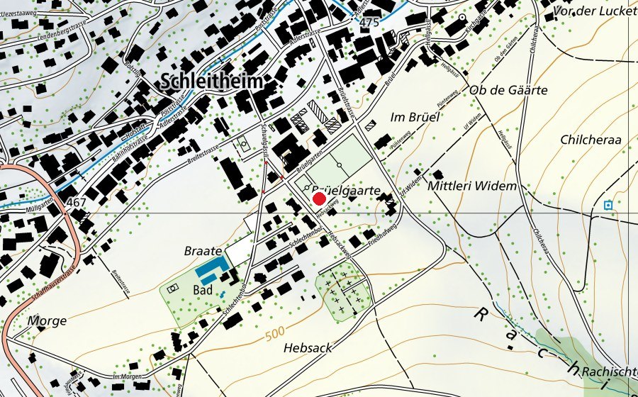 Karte mit dem Standort von Kugelstossen (Sportplatz)
