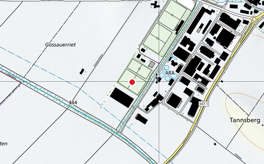 Map showing the location of Kunstrasen FC Gossau (Sports field)