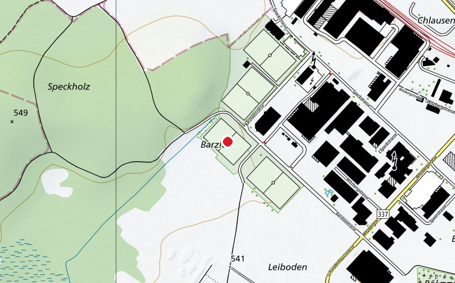 Map showing the location of Kunstrasen (Sports field)