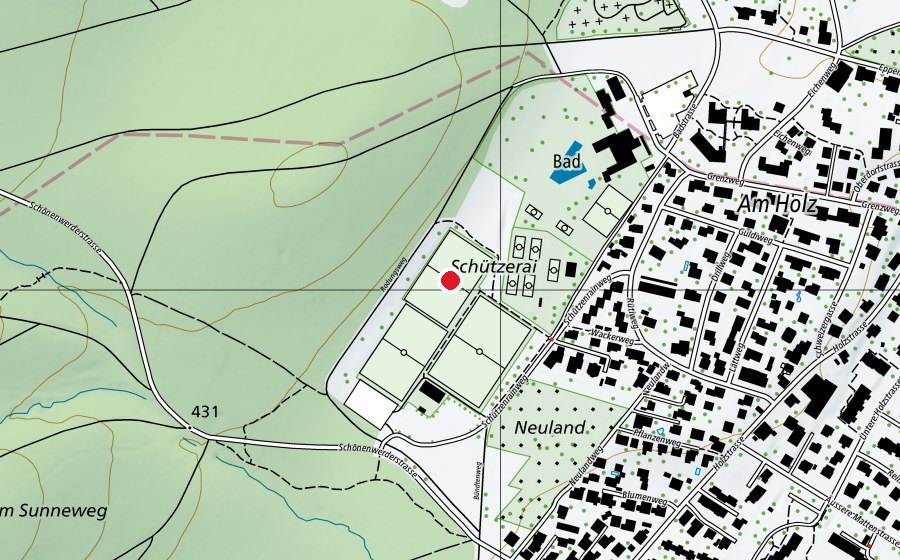 Carte indiquant l’emplacement de Kunstrasen-Trainingsplatz (Terrain de sport)