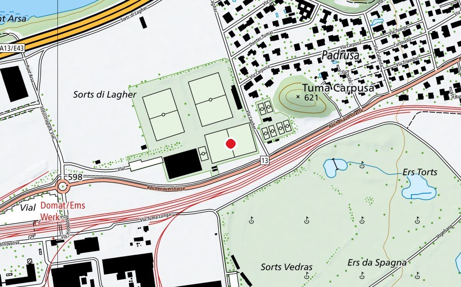 Karte mit dem Standort von Kunstrasenplatz (Sportplatz)
