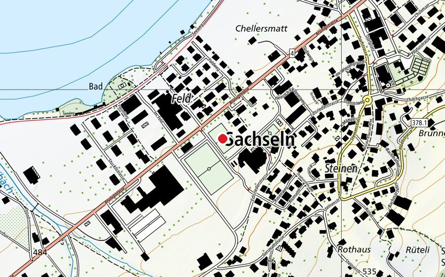 Mappa con la posizione di Kunstrasenplatz Mattli (Campo sportivo)