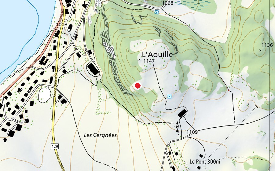Mappa con la posizione di l'aouille (Campo sportivo)