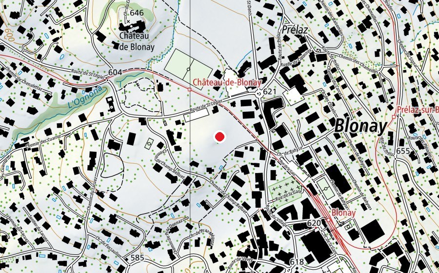 Carte indiquant l’emplacement de La Bosse de Blonay (Terrain de sport)