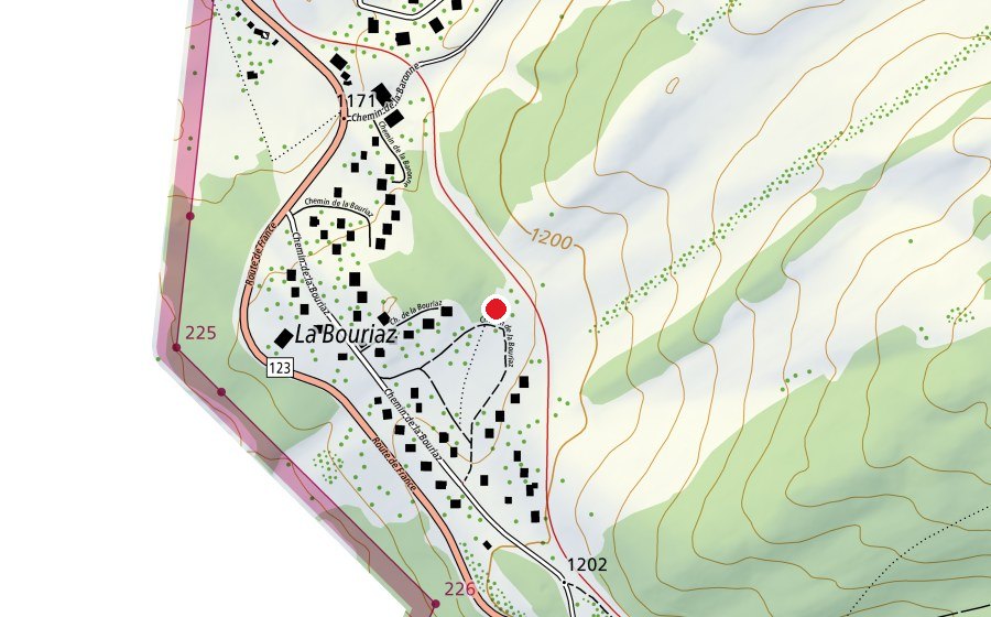 Mappa con la posizione di La Bouriaz (Campo sportivo)
