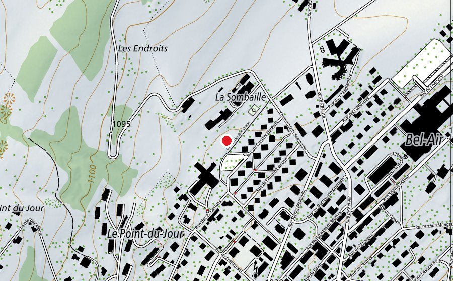 Carte indiquant l’emplacement de La Sombaille (Terrain de sport)