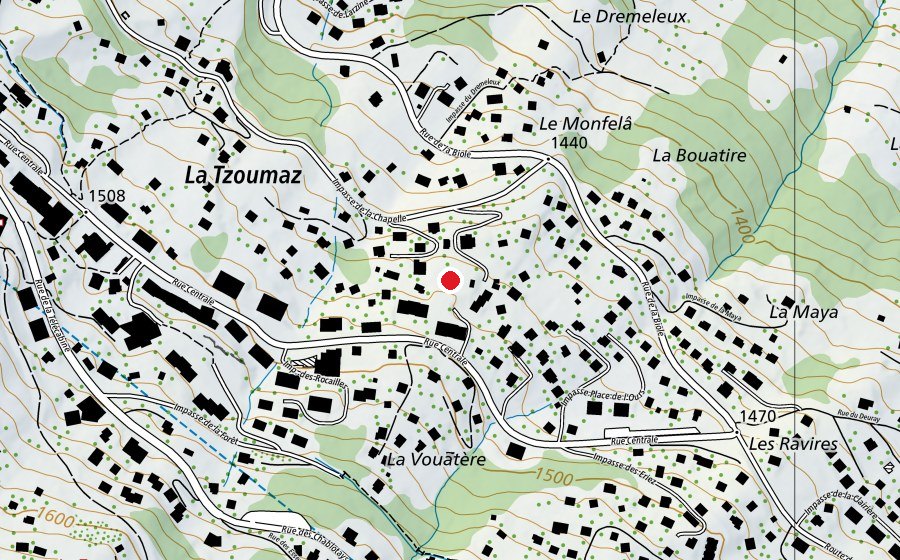 Mappa con la posizione di La Tzoumaz Tennis (Campo sportivo)